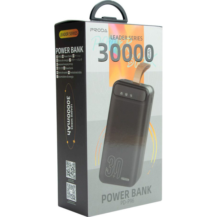 Повербанк PRODA Leader PD P-96 Power Bank 30000mAh Black