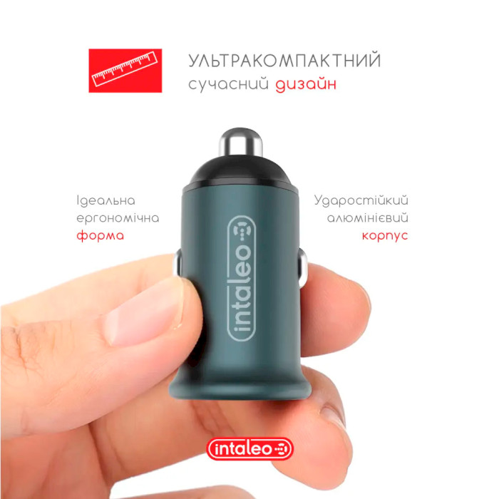 Автомобільний зарядний пристрій INTALEO CCG482 2xUSB-A, 4.8A Gray