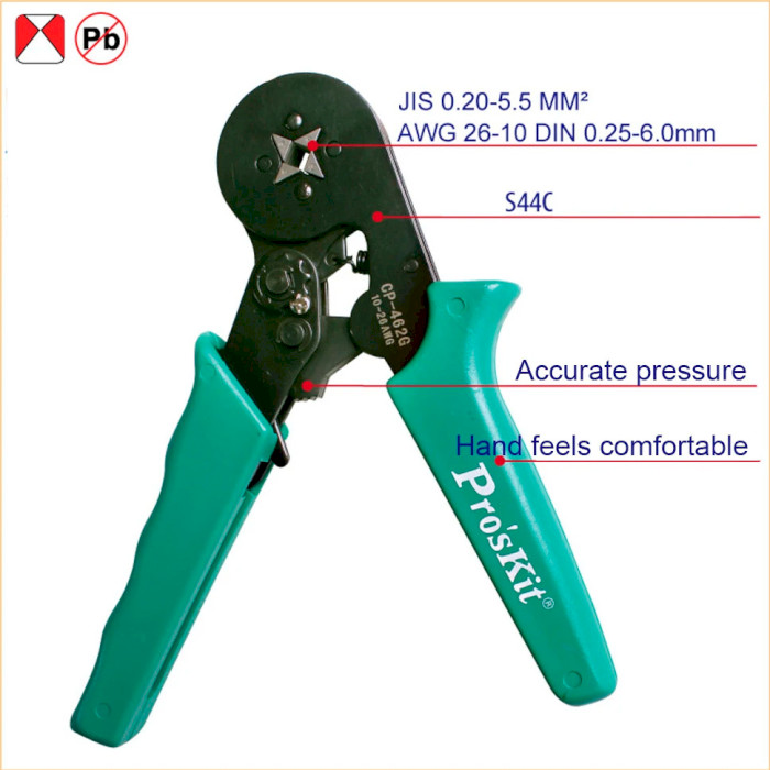 Кримпер для обжима втулочных наконечников PRO'SKIT CP-462G 0.25-6 мм²