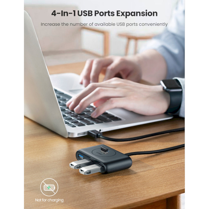 USB хаб UGREEN CR113 4xUSB3.0, 0.5m Black (20290)