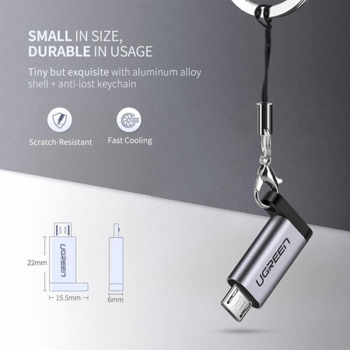 Адаптер UGREEN US282 Type-C Female to Micro-USB Male Gray (50590)