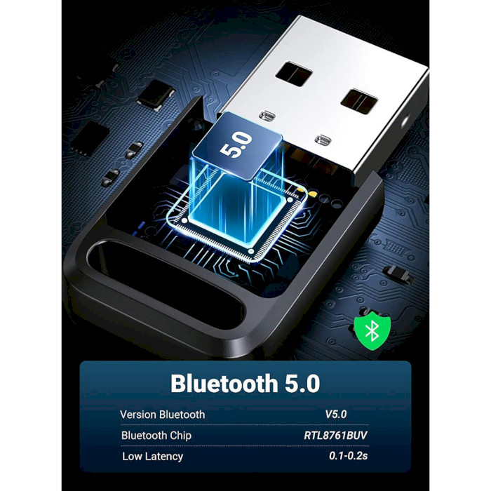 Bluetooth адаптер UGREEN CM390 Bluetooth 5.0 Adapter Gray (80890)