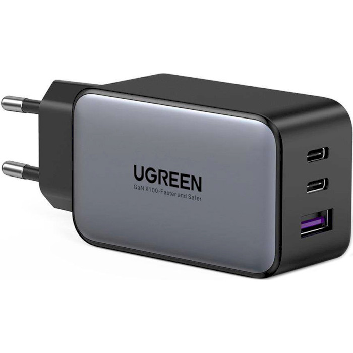 Зарядное устройство UGREEN CD244 GaN 65W 1xUSB-A, 2xUSB-C, PD3.0, QC4.0 Wall Charger Gray (10335)