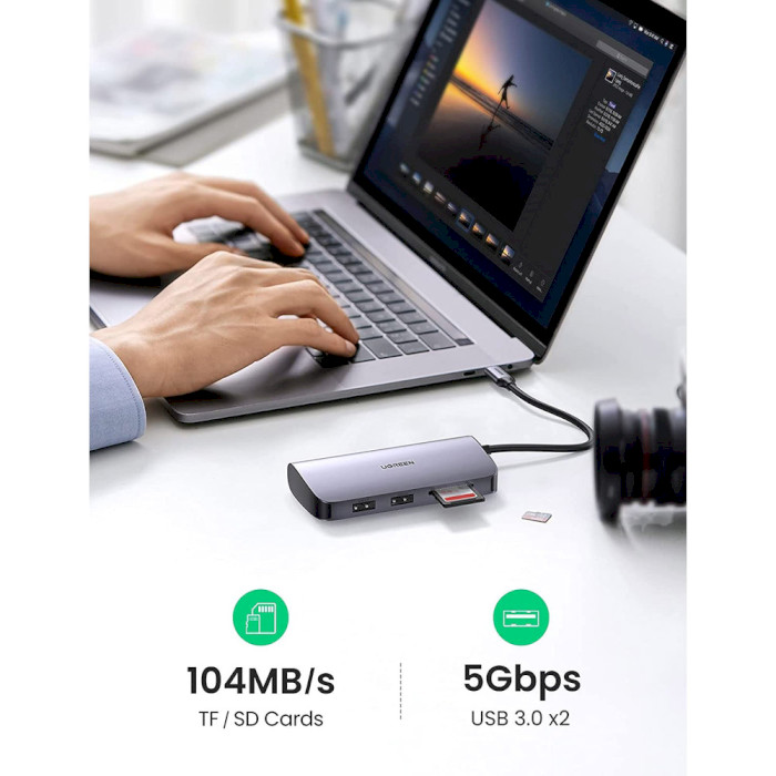 Порт-реплікатор UGREEN CM212 7-in-1 USB-C Adapter with 4K HDMI (50852)