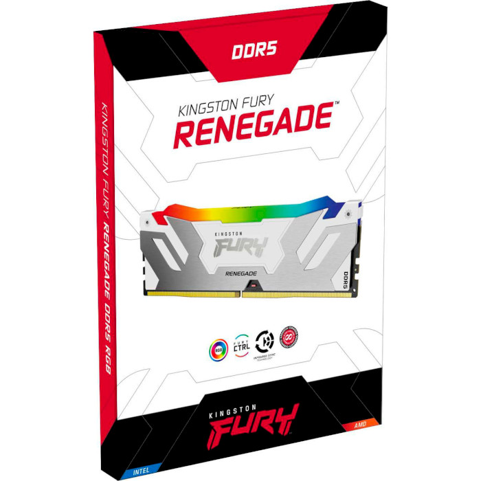 Модуль пам'яті KINGSTON FURY Renegade RGB White/Silver DDR5 6000MHz 64GB Kit 2x32GB (KF560C32RWAK2-64)