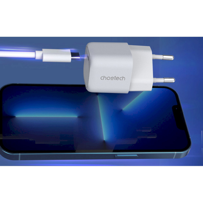 Зарядное устройство CHOETECH PD5007 30W USB-C PD GaN Wall Charger White