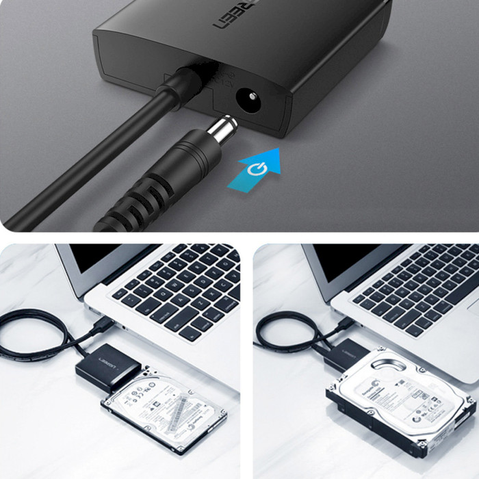 Адаптер UGREEN CM257 SATA to USB-A Adapter для HDD/SSD 2.5"/3.5" SATA to USB 3.0 Black (60561)