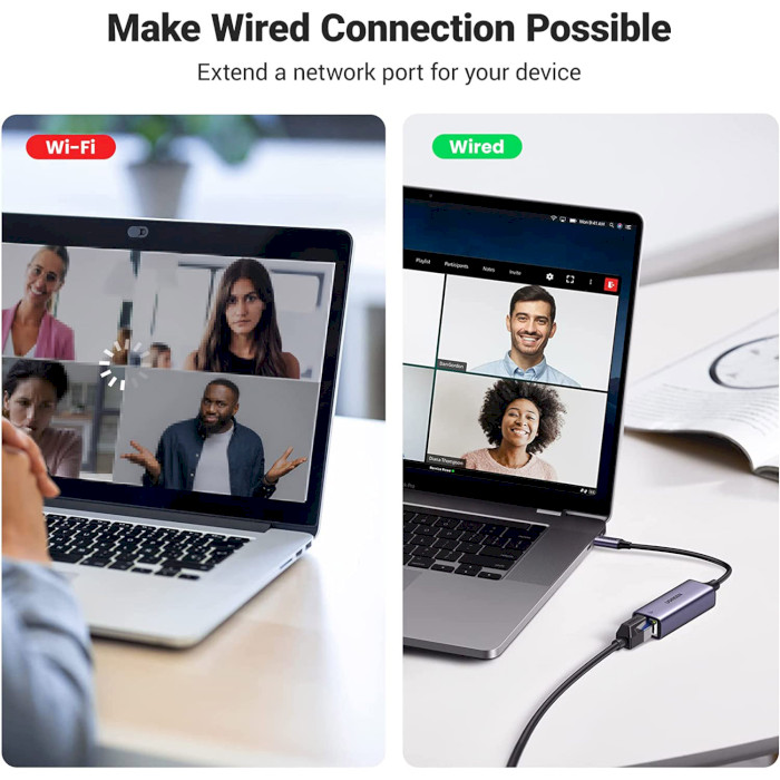 Сетевой адаптер UGREEN CM199 USB-C Gigabit Ethernet Adapter Space Gray (50737)