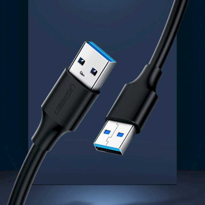 Кабель UGREEN US102 USB-A 2.0 Male to Male 3м Black (30136)