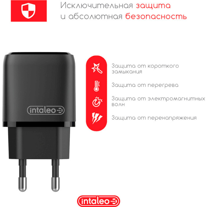 Зарядное устройство INTALEO TCGQPD220 1xUSB-A, 1xUSB-C, 3A Black