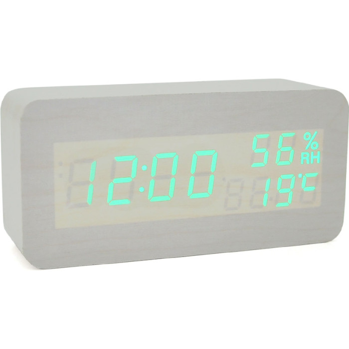 Часы настольные VST 862S Wooden White (Green LED)