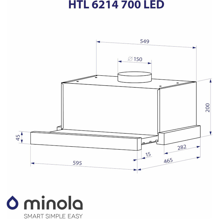 Вытяжка MINOLA HTL 6214 BLF 700 LED