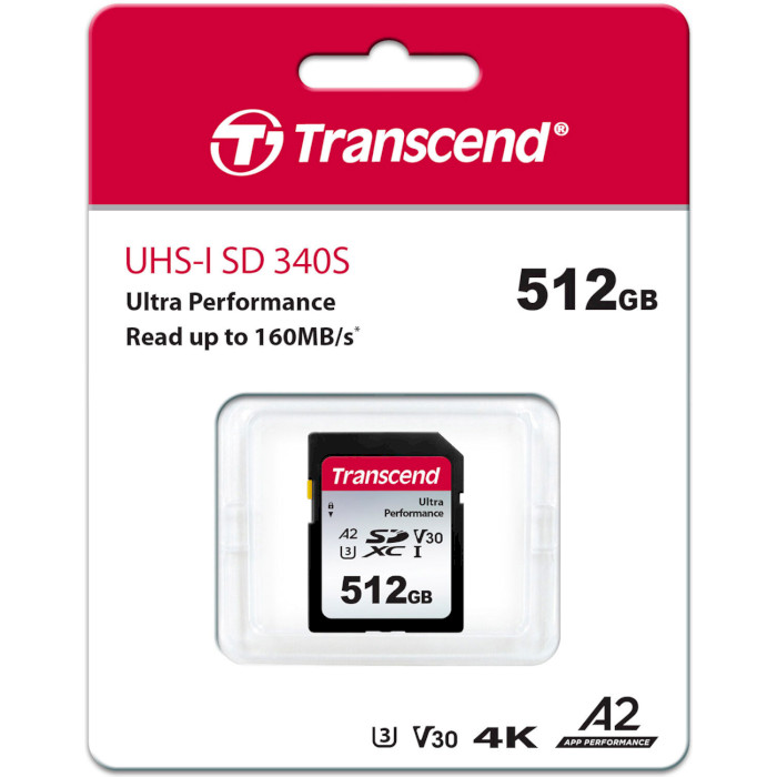 Карта пам'яті TRANSCEND SDXC 340S 512GB UHS-I U3 V30 A2 (TS512GSDC340S)