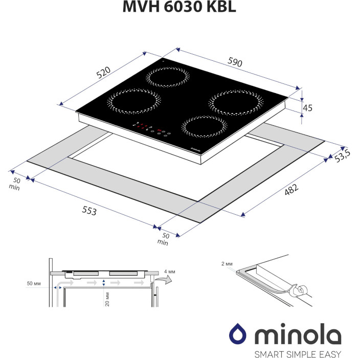 Варочная поверхность электрическая MINOLA MVH 6030 KBL