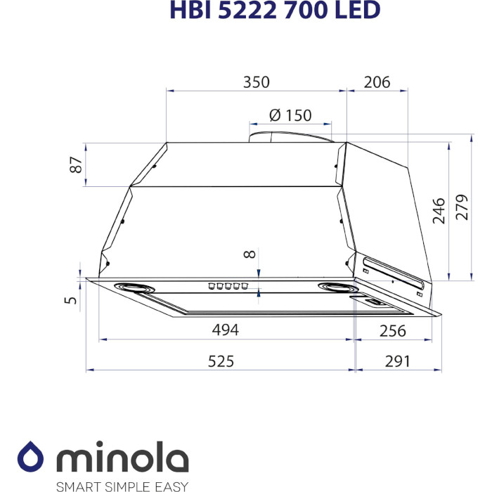 Витяжка MINOLA HBI 5222 BLF 700 LED