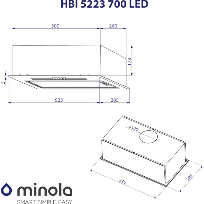 Вытяжка MINOLA HBI 5223 I 700 LED