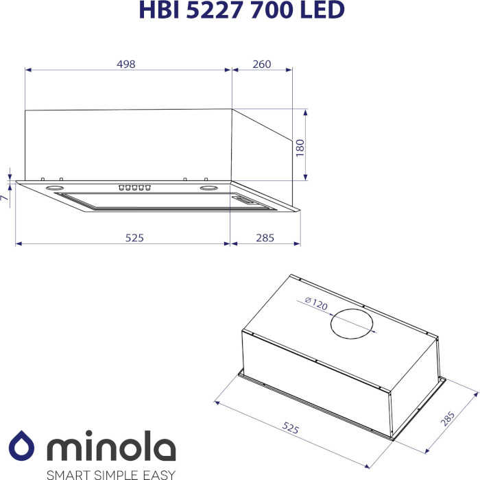 Витяжка MINOLA HBI 5227 BL 700 LED