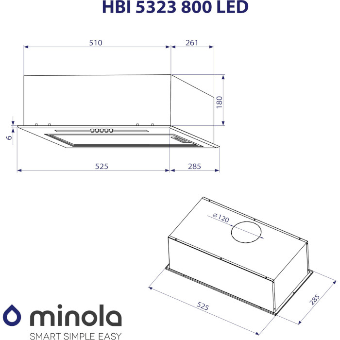Вытяжка MINOLA HBI 5323 GR 800 LED