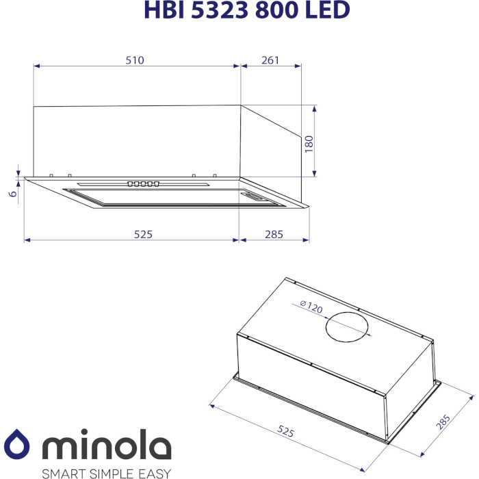 Витяжка MINOLA HBI 5323 I 800 LED