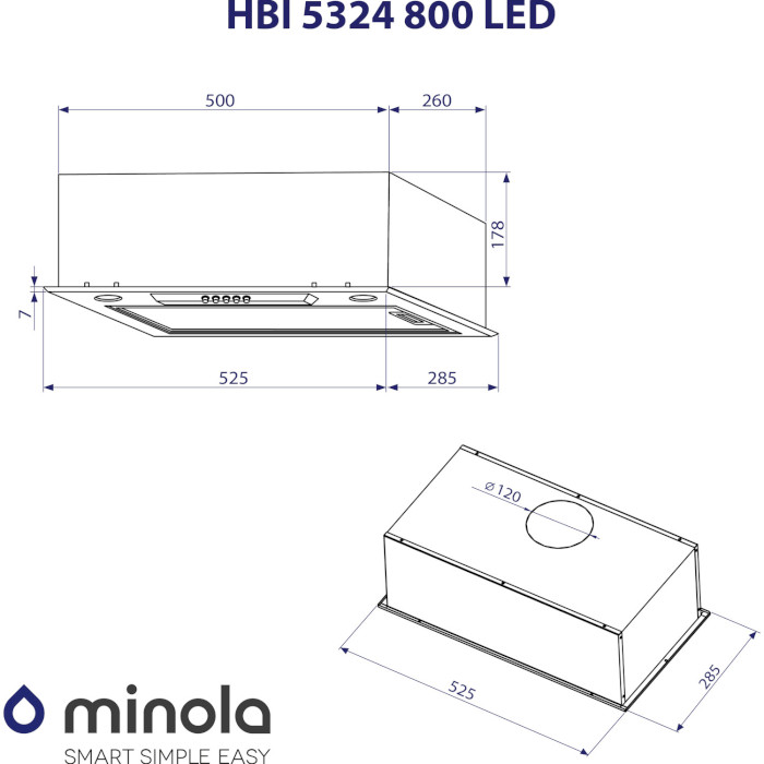 Витяжка MINOLA HBI 5324 BL 800 LED