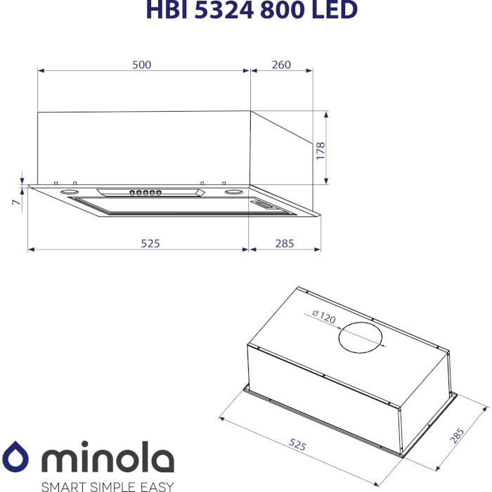 Вытяжка MINOLA HBI 5324 I 800 LED