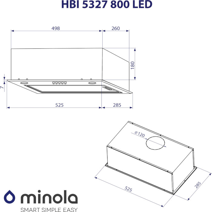 Вытяжка MINOLA HBI 5327 BL 800 LED
