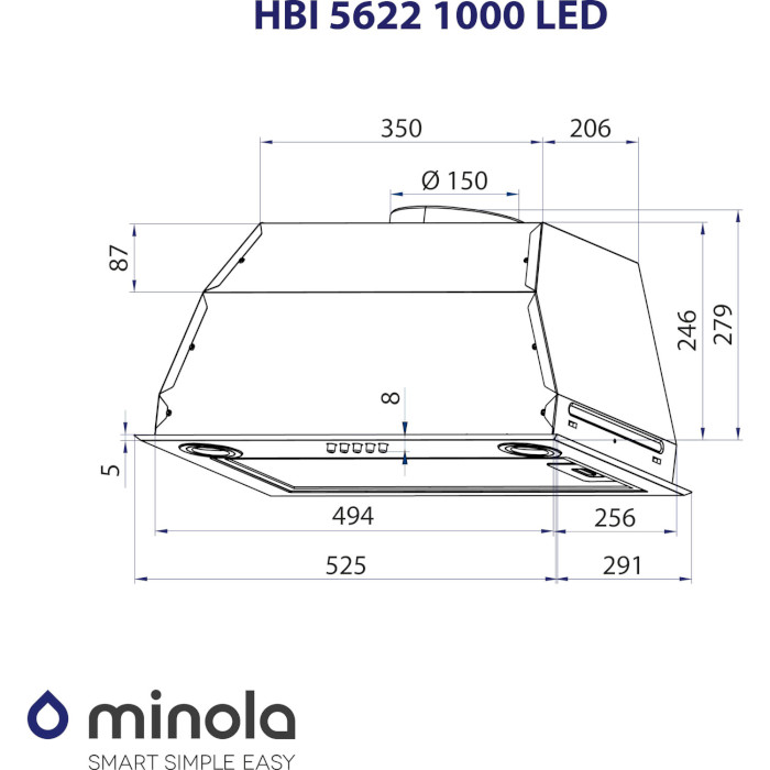 Витяжка MINOLA HBI 5622 BLF 1000 LED