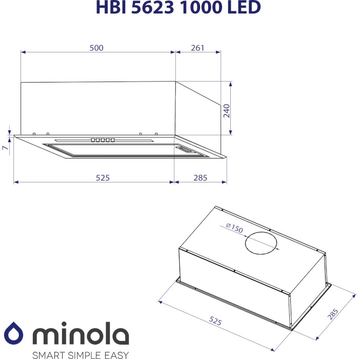 Витяжка MINOLA HBI 5623 I 1000 LED