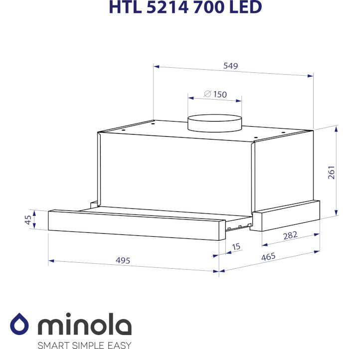 Вытяжка MINOLA HTL 5214 BL 700 LED