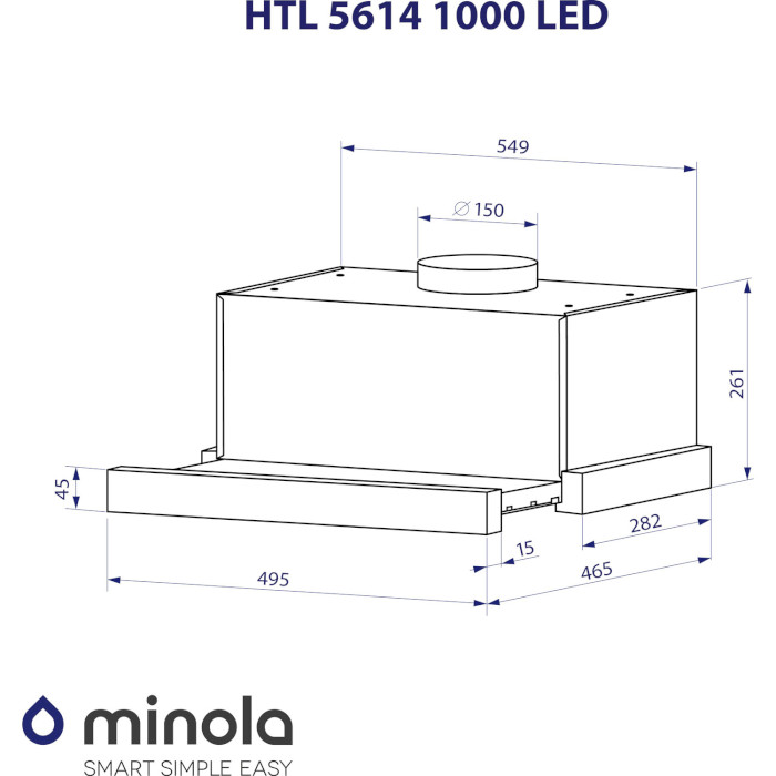 Витяжка MINOLA HTL 5614 I 1000 LED