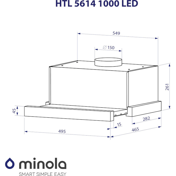 Витяжка MINOLA HTL 5614 WH 1000 LED