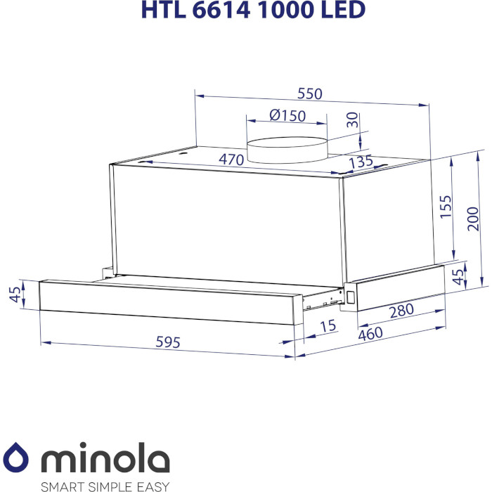 Витяжка MINOLA HTL 6614 BLF 1000 LED