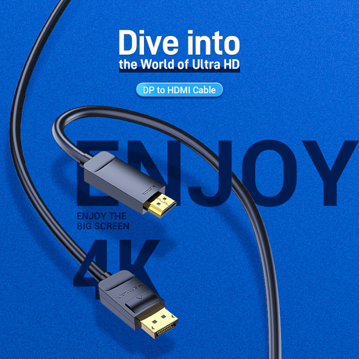 Кабель VENTION DisplayPort - HDMI v1.4 5м Black (HAGBJ)