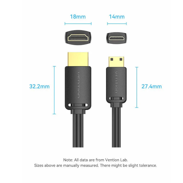 Кабель VENTION HDMI - Mini-HDMI v2.0 1.5м Black (AGHBG)