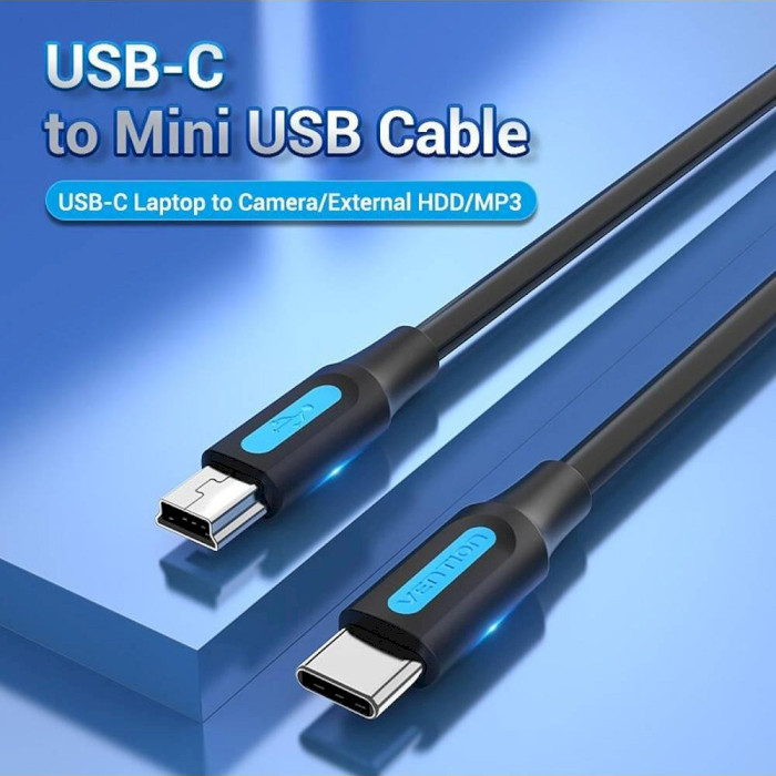 Кабель VENTION USB Type-C to Mini-USB 1.5м Black (COWBG)