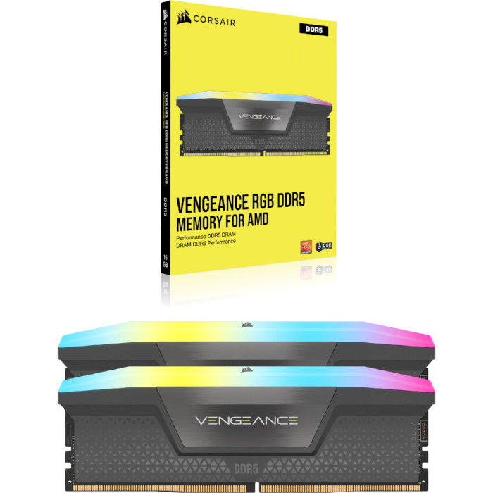 Модуль памяти CORSAIR Vengeance RGB Cool Gray DDR5 5200MHz 32GB Kit 2x16GB (CMH32GX5M2B5200Z40K)