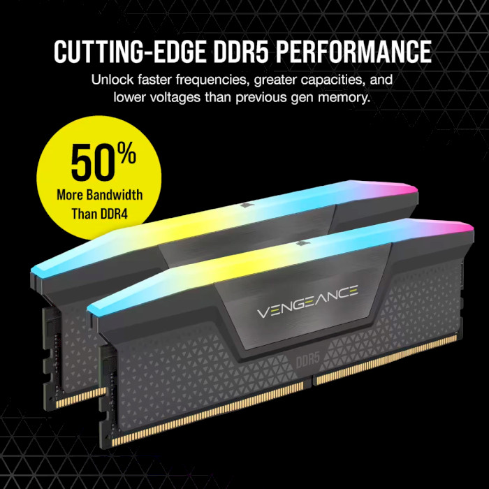 Модуль памяти CORSAIR Vengeance RGB Cool Gray DDR5 5200MHz 32GB Kit 2x16GB (CMH32GX5M2B5200Z40K)