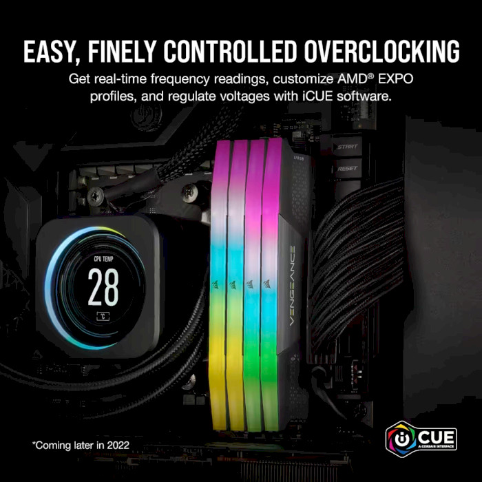 Модуль памяти CORSAIR Vengeance RGB Cool Gray DDR5 5200MHz 32GB Kit 2x16GB (CMH32GX5M2B5200Z40K)