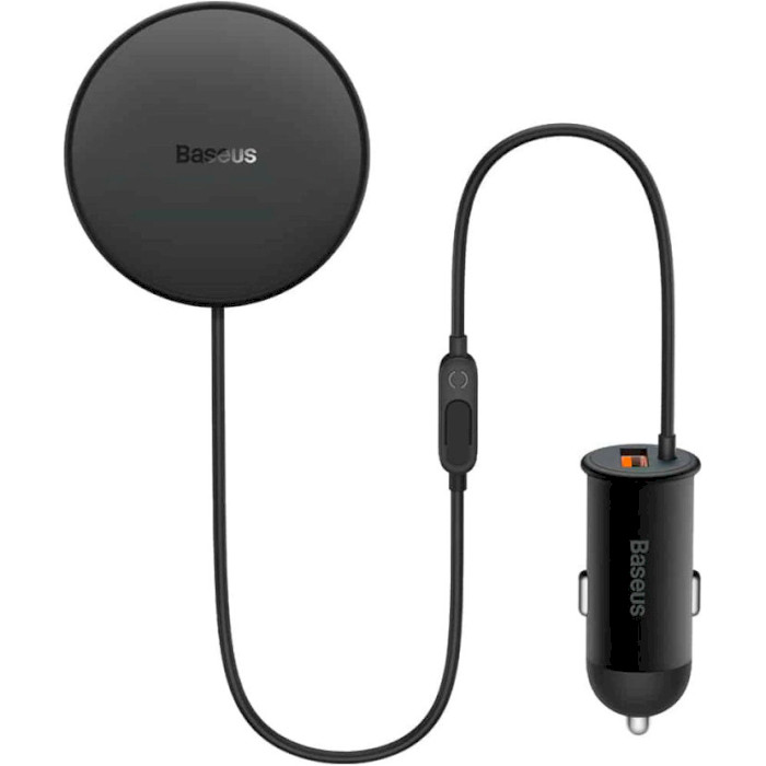 Автотримач для смартфона з бездротовою зарядкою BASEUS CW01 Magnetic Wireless Charging Car Mount 40W USB-A Black (SUCX040001)