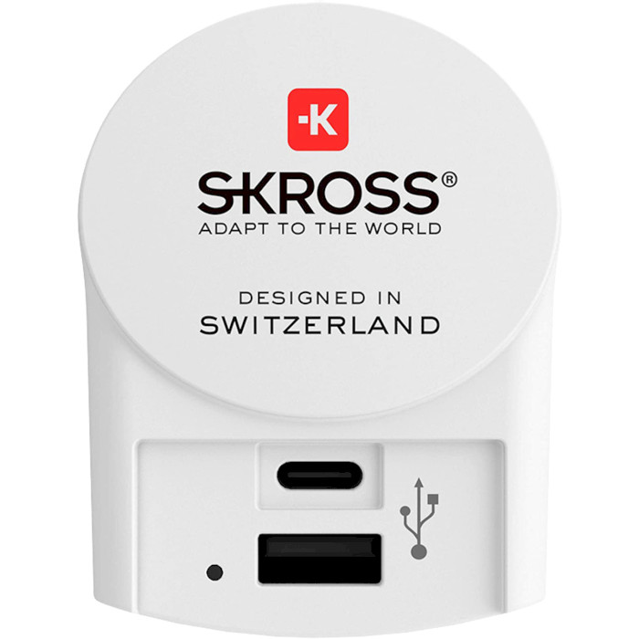 Зарядний пристрій SKROSS Euro USB Charger 1xUSB-C, 1xUSB-A, 27W White (1.302423)