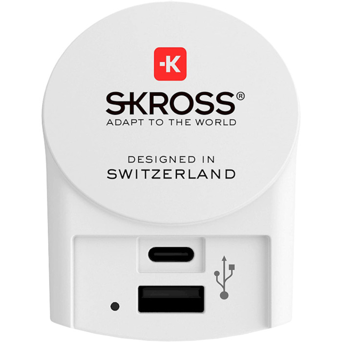 Зарядное устройство SKROSS Euro USB Charger 1xUSB-C, 1xUSB-A, 27W White (1.302423)