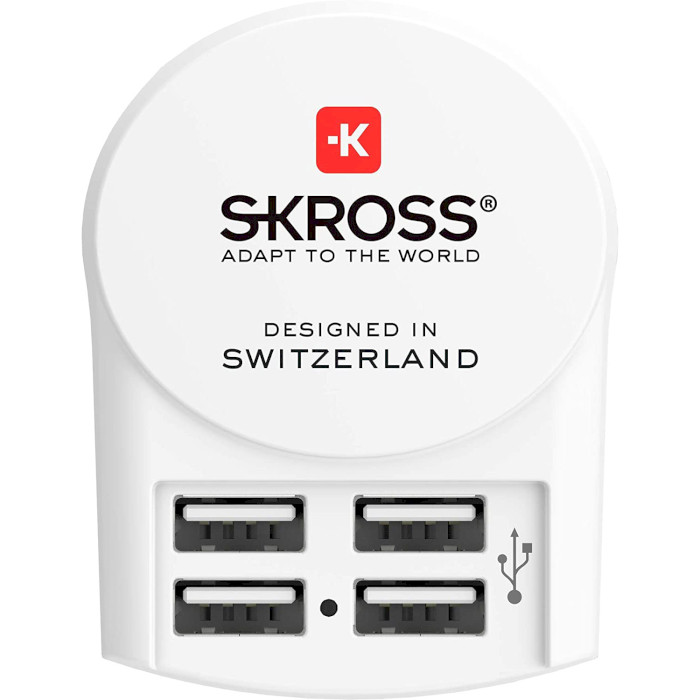 Зарядний пристрій SKROSS Euro USB Charger 4xUSB-A, 4.8A, 24W White (1.302422)