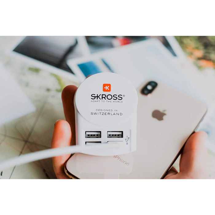 Зарядний пристрій SKROSS Euro USB Charger 4xUSB-A, 4.8A, 24W White (1.302422)