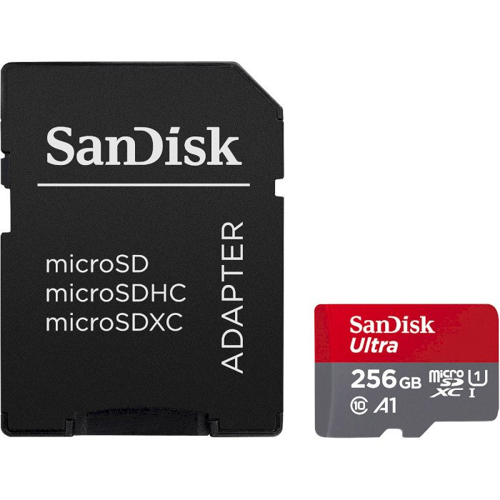 Карта памяти SANDISK microSDXC Ultra 256GB UHS-I A1 Class 10 + SD-adapter (SDSQUAC-256G-GN6MA)