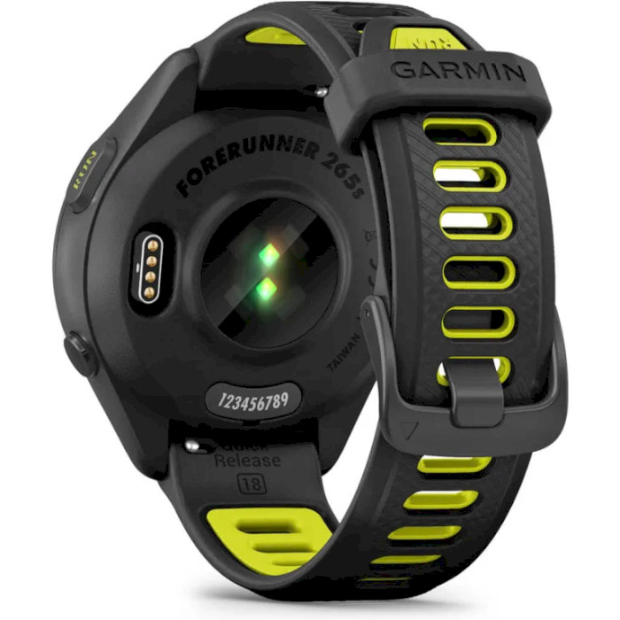 Смарт-годинник GARMIN Forerunner 265S 42mm Black with Black/Amp Yellow Silicone Band (010-02810-13/53)