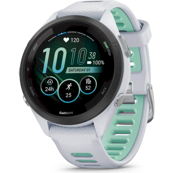 Смарт-часы GARMIN Forerunner 265S 42mm Whitestone with Whitestone/Neo Tropic Silicone Band (010-02810-14/54)