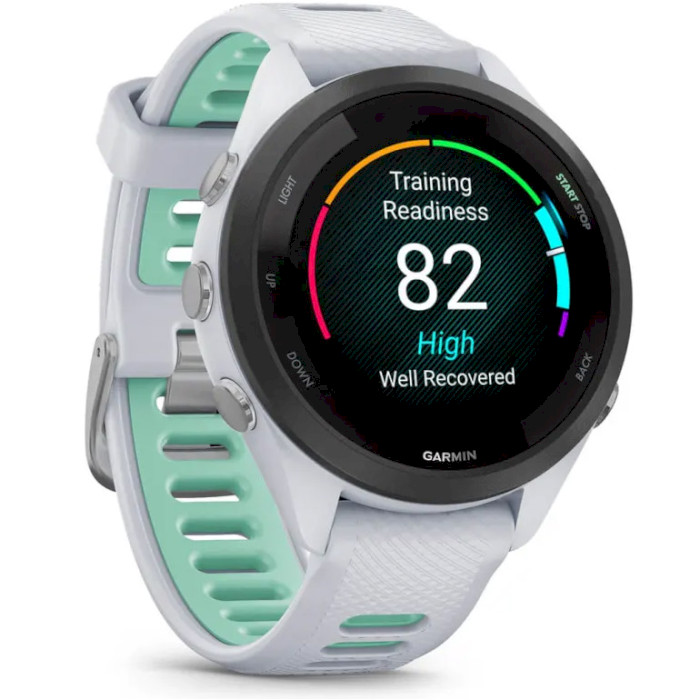 Смарт-годинник GARMIN Forerunner 265S 42mm Black Bezel with Whitestone Case and Whitestone/Neo Tropic Silicone Band (010-02810-14/54)