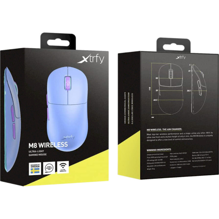 Мышь игровая XTRFY M8 Wireless Frosty Purple (M8W-RGB-PURPLE)