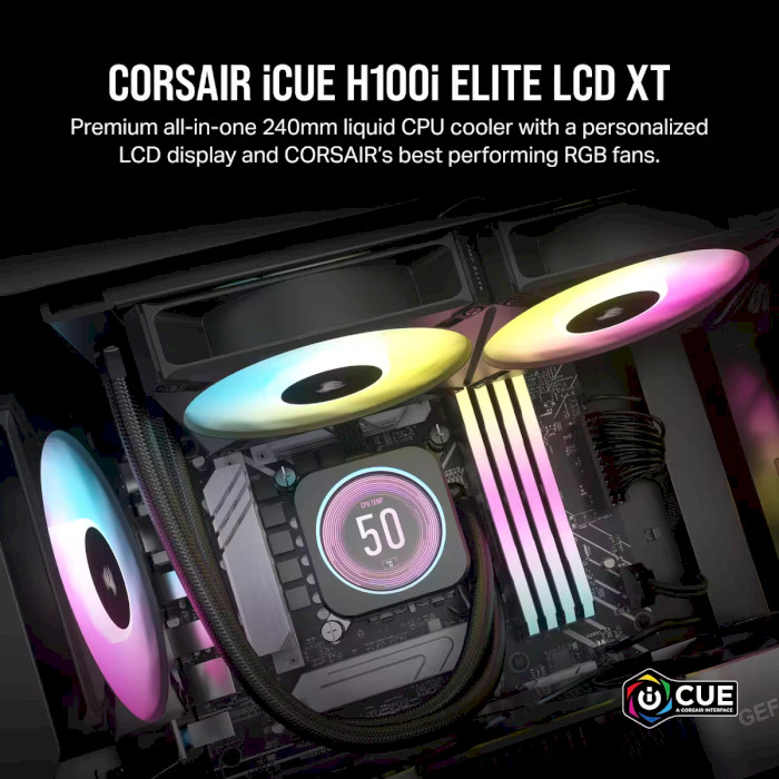 Система водяного охолодження CORSAIR iCUE H100i Elite LCD XT Display (CW-9060074-WW)