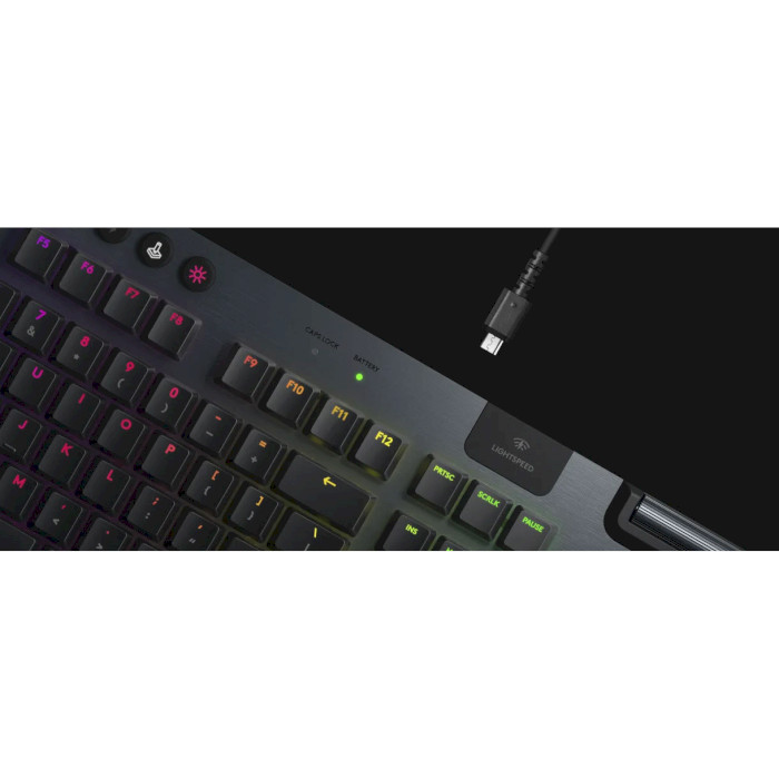 Клавиатура беспроводная LOGITECH G915 Lightspeed Wireless RGB Keyboard Clicky Carbon (920-009111)